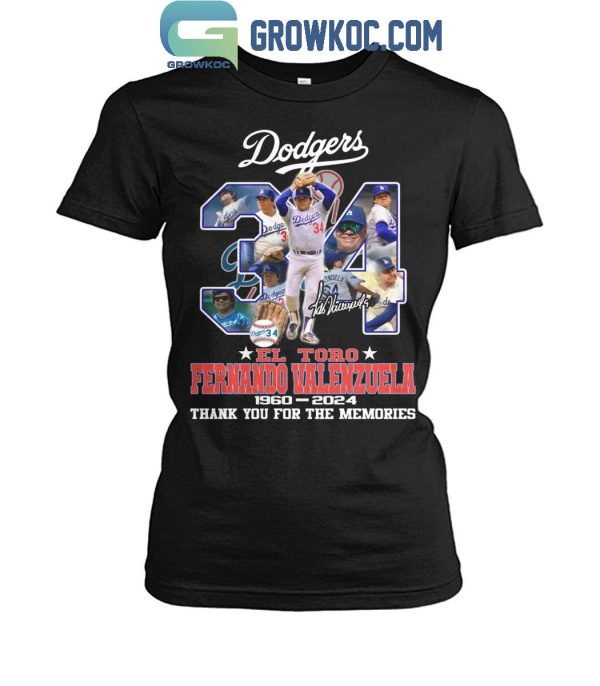 Los Angeles Dodgers Fernando Valenzuela No.34 El Toro 1960-2024 T-Shirt