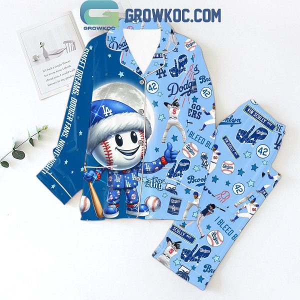 Los Angeles Dodgers I Bleed Blue 2024 Christmas Polyester Pajamas Set