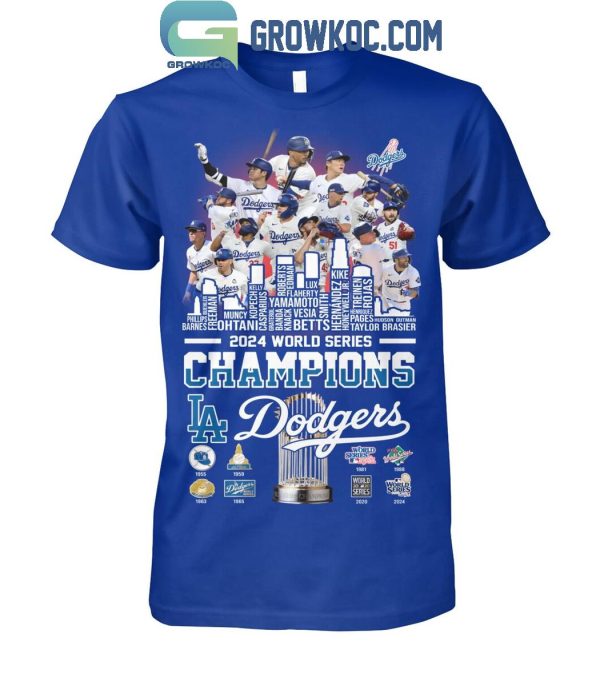 Los Angeles Dodgers LA Skyline 2024 World Series Champions Celebration T-Shirt