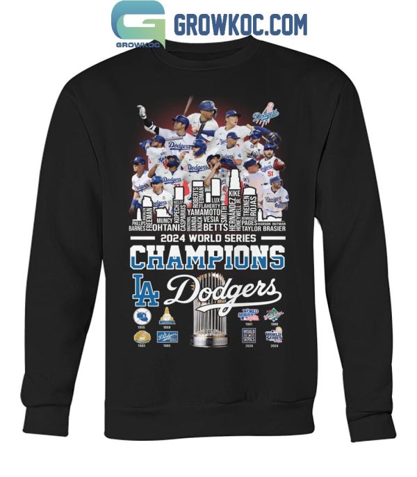 Los Angeles Dodgers LA Skyline 2024 World Series Champions Celebration T-Shirt