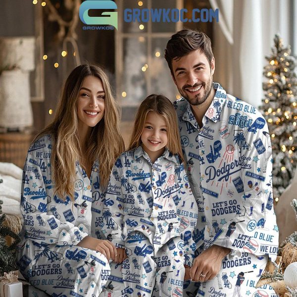 Los Angeles Dodgers Let’s Go Dodgers Nation Christmas Polyester Pajamas Set