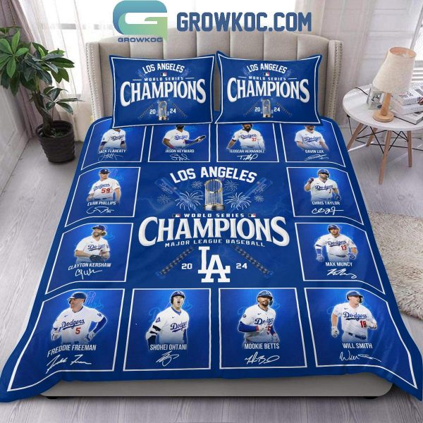 Los Angeles Dodgers World Series 2024 Champions Team Portrait Bedding Set