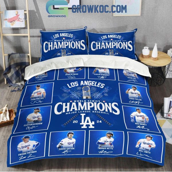 Los Angeles Dodgers World Series 2024 Champions Team Portrait Bedding Set