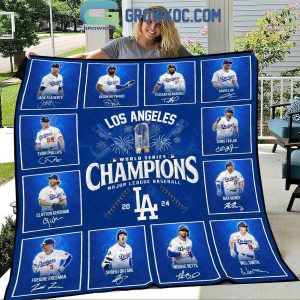 Los Angeles Dodgers World Series 2024 Champions Team Portrait Fleece Blanket Quilt