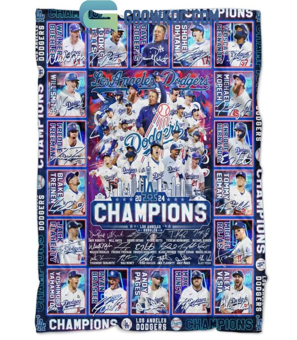 Los Angeles Dodgers World Series Champions 2024 Fleece Blanket Quilt