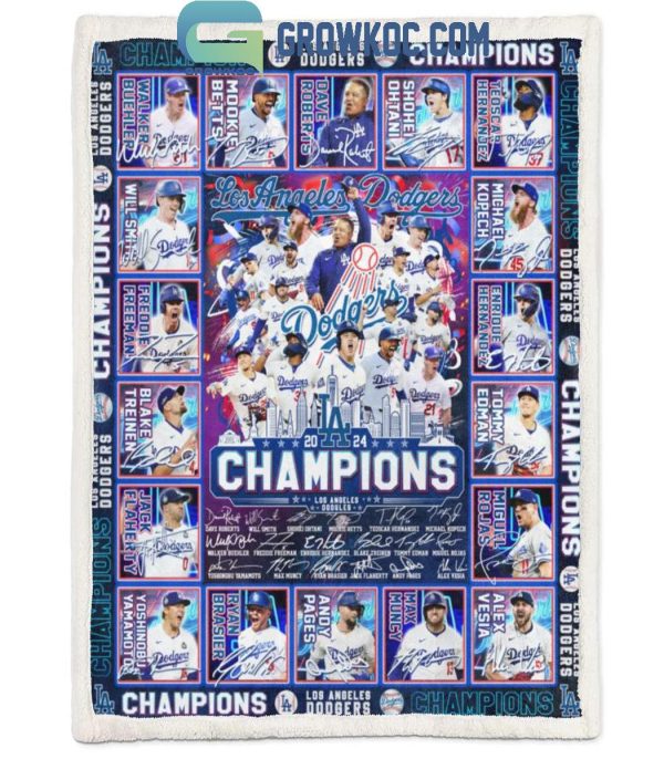 Los Angeles Dodgers World Series Champions 2024 Fleece Blanket Quilt