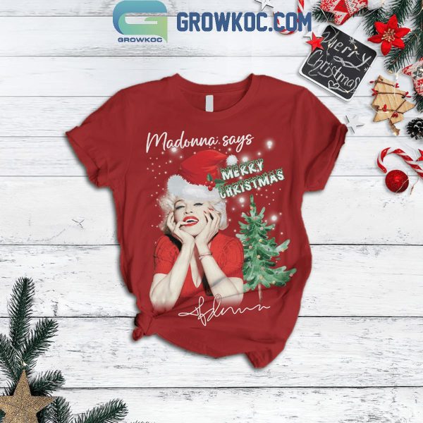 Madonna Says Merry Christmas Fleece Pajamas Set