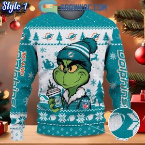 Miami Dolphins Grinch Stolen Christmas 2024 Grinchmas Ugly Sweater