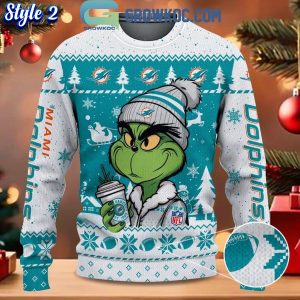 Miami Dolphins Grinch Stolen Christmas 2024 Grinchmas Ugly Sweater