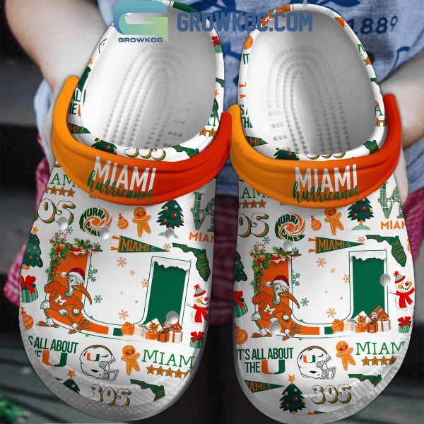 Miami Hurricanes All About The U 2024 Christmas Crocs Clogs