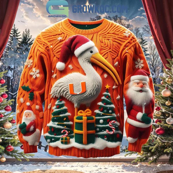 Miami Hurricanes All About U Football 2024 Christmas Ugly Sweater