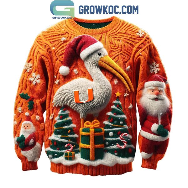 Miami Hurricanes All About U Football 2024 Christmas Ugly Sweater