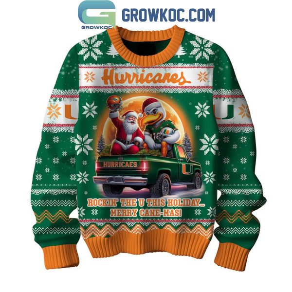 Miami Hurricanes Rockin’ The U This Holiday Christmas Ugly Sweater