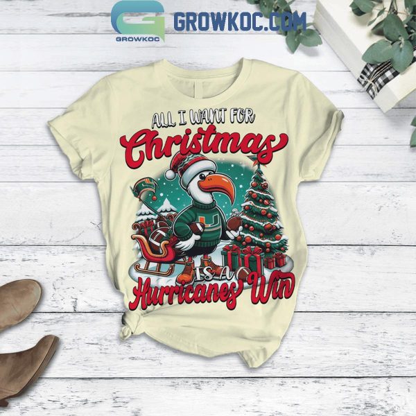 Miami Hurricanes Win Is All I Want For Christmas Time Fleece Pajamas Set