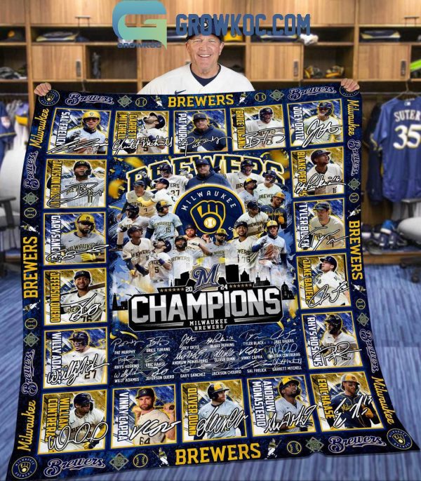 Milwaukee Brewers 2024 Champions Best Line Up Fleece Blanket Quilt