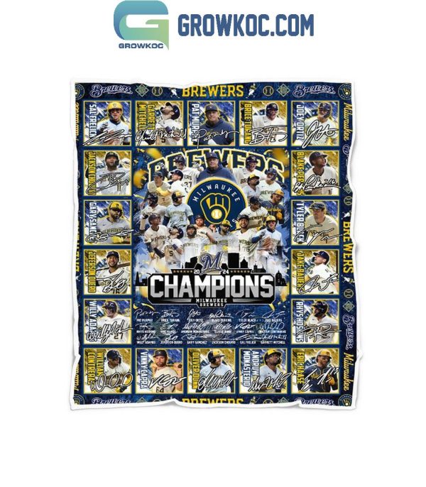 Milwaukee Brewers 2024 Champions Best Line Up Fleece Blanket Quilt