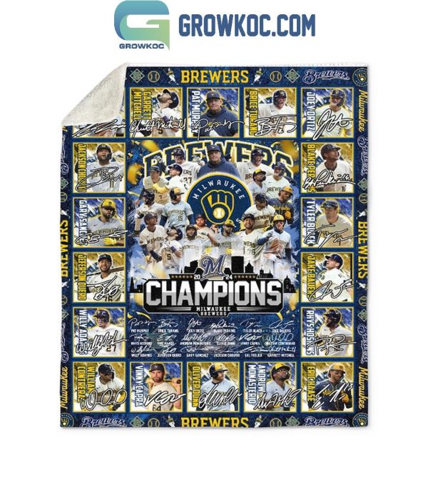 Milwaukee Brewers 2024 Champions Best Line Up Fleece Blanket Quilt