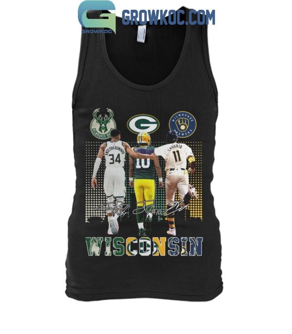 Milwaukee Bucks Antetokounmpo Green Bay Packers Love Brewers Chourio T-Shirt