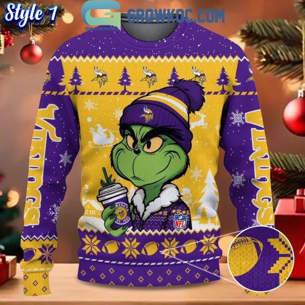 Minnesota Vikings Grinch Stolen Christmas 2024 Grinchmas Ugly Sweater