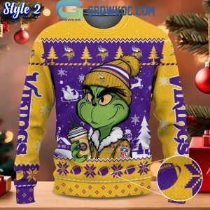 Minnesota Vikings Grinch Stolen Christmas 2024 Grinchmas Ugly Sweater