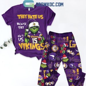 Minnesota Vikings Grinch They Hate Us Because The Ain’t Us Fleece Pajamas Set