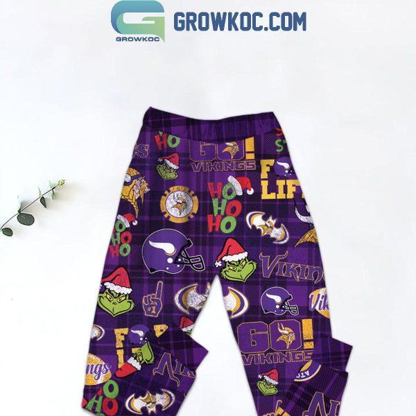 Minnesota Vikings Grinch They Hate Us Because The Ain’t Us Fleece Pajamas Set