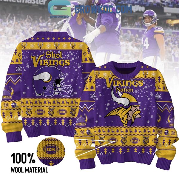 Minnesota Vikings Skol Viking Nation Christmas Ugly Sweater