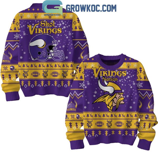 Minnesota Vikings Skol Viking Nation Christmas Ugly Sweater