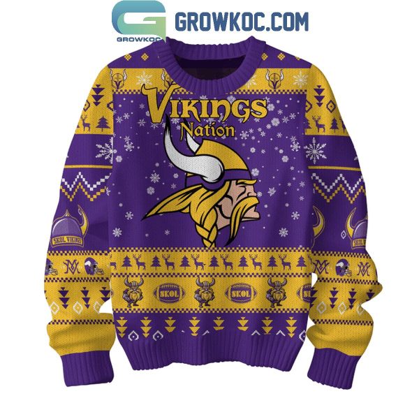 Minnesota Vikings Skol Viking Nation Christmas Ugly Sweater