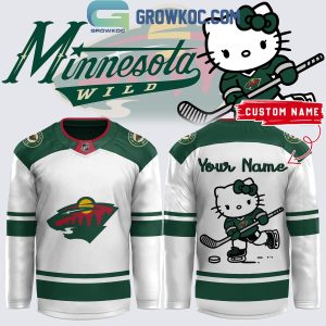 Minnesota Wild Celebrating Hello Kitty Personalized Hockey Jersey