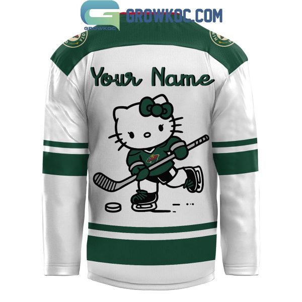 Minnesota Wild Celebrating Hello Kitty Personalized Hockey Jersey