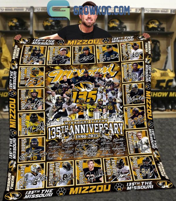 Missouri Tigers 135th Anniversary 1890-2025 The Legend Team Fleece Blanket Quilt