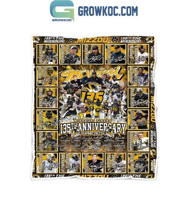 Missouri Tigers 135th Anniversary 1890-2025 The Legend Team Fleece Blanket Quilt