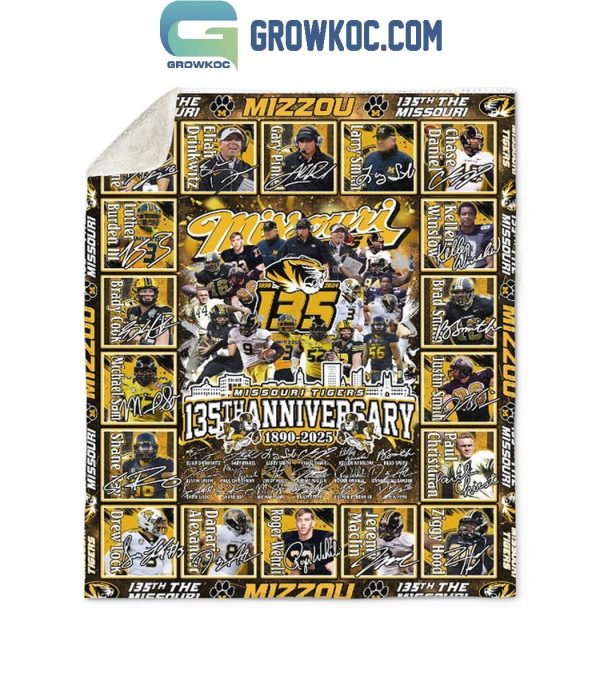 Missouri Tigers 135th Anniversary 1890-2025 The Legend Team Fleece Blanket Quilt