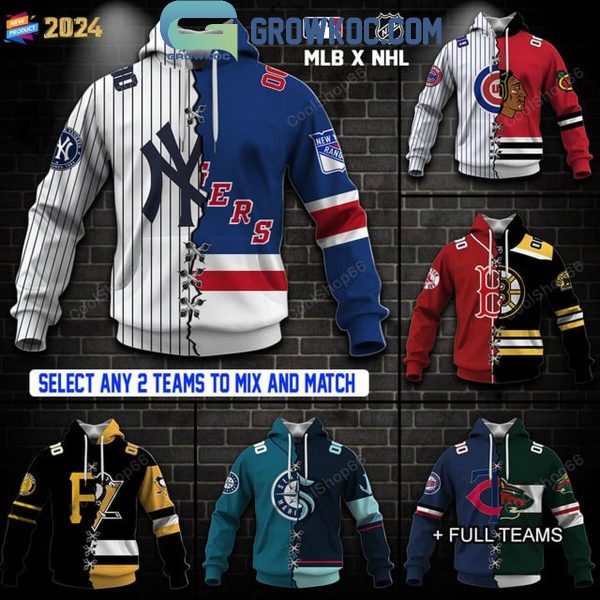 Mix 2 Team MLB And NHL Baseball And Hockey Hoodie T-Shirt