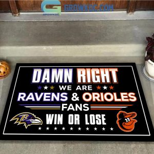 NFL NHL MLB NCAA Sport Mix 2 Teams Damn Right We Are Fans Win Or Lose Personalized Doormat