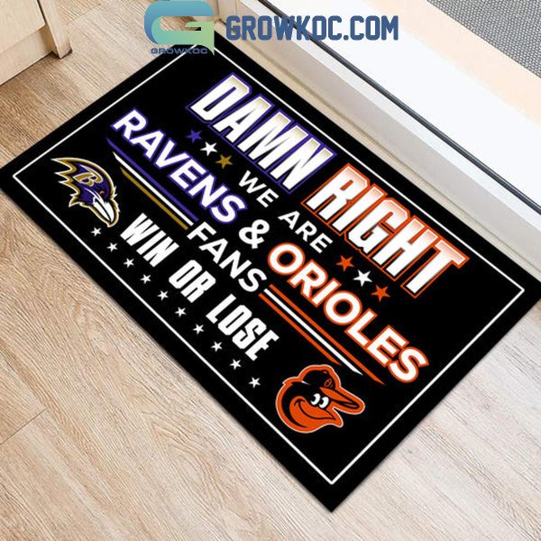 NFL NHL MLB NCAA Sport Mix 2 Teams Damn Right We Are Fans Win Or Lose Personalized Doormat