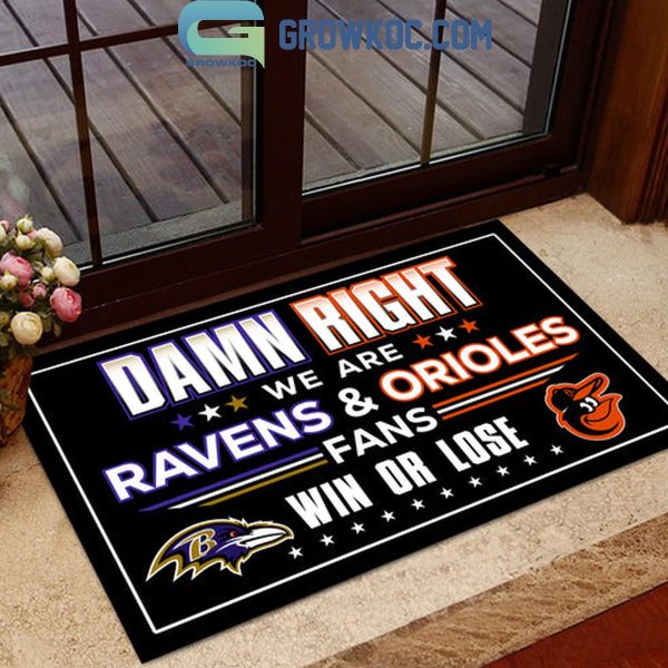 NFL NHL MLB NCAA Sport Mix 2 Teams Damn Right We Are Fans Win Or Lose Personalized Doormat