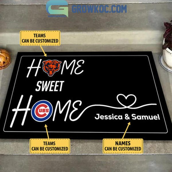 NFL NHL MLB NCAA Sport Mix 2 Teams Home Sweet Home Love Is In The House Personalized Doormat