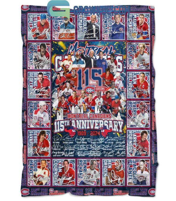 Montreal Canadiens 115th Anniversary 1909-2024 Thank You Fleece Blanket Quilt