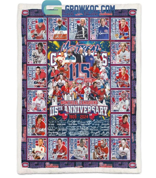 Montreal Canadiens 115th Anniversary 1909-2024 Thank You Fleece Blanket Quilt