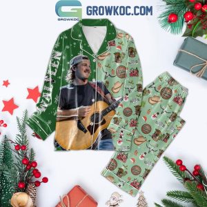 Morgan Wallen Christmas Wallen Tour 2024 Polyester Pajamas Set Green