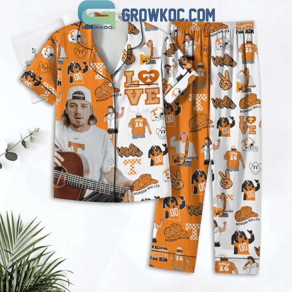 Morgan Wallen Love Tennessee Volunteers Polyester Pajamas Set