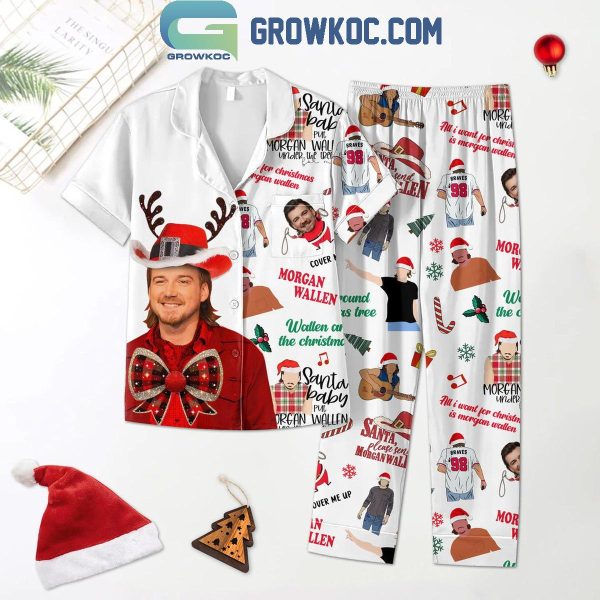 Morgan Wallen Santa Please Send Morgan Wallen 2024 Polyester Pajamas Set