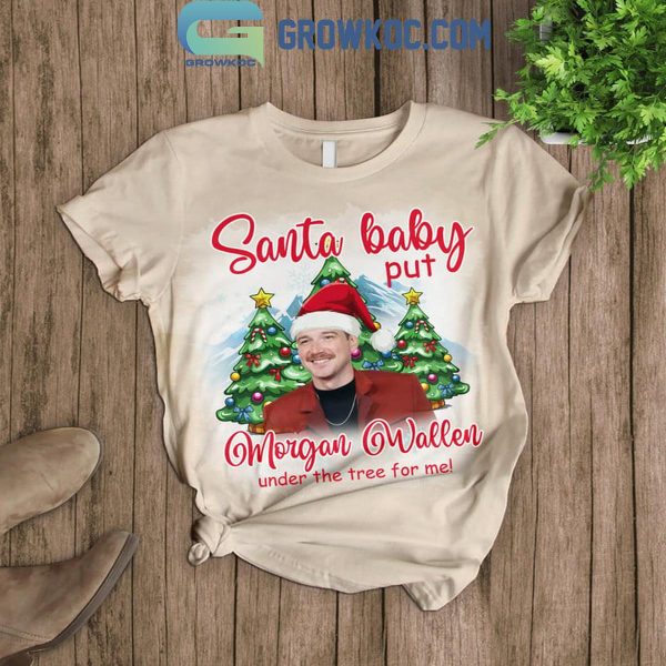 Morgan Wallen Santa Put Him Under The Tree For Me Christmas Fleece Pajamas Set