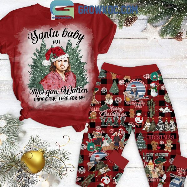 Morgan Wallen Under The Christmas 2024 Fleece Pajamas Set Red Version