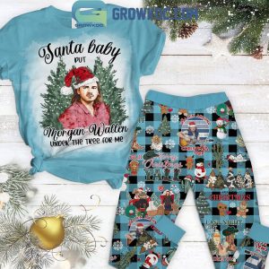 Morgan Wallen Under The Christmas 2024 Green Design Fleece Pajamas Set