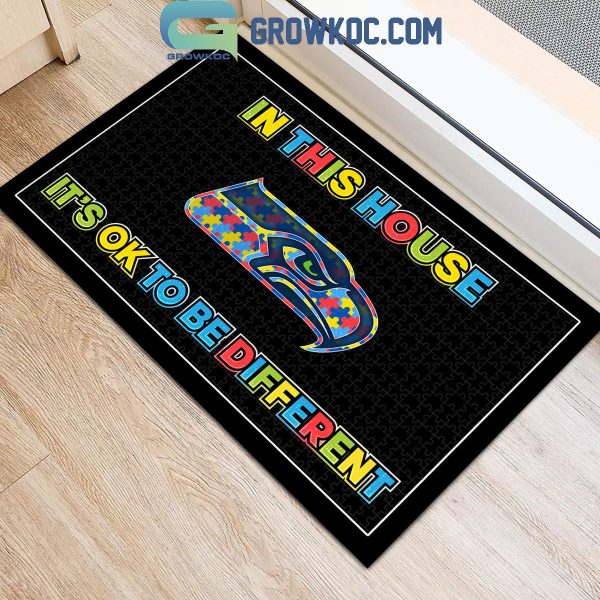 NFL NHL MLB NCAA Team In This House It’s OK To Be Different Autism Personalized Doormat