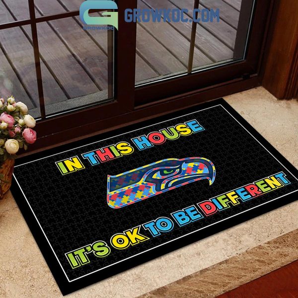 NFL NHL MLB NCAA Team In This House It’s OK To Be Different Autism Personalized Doormat