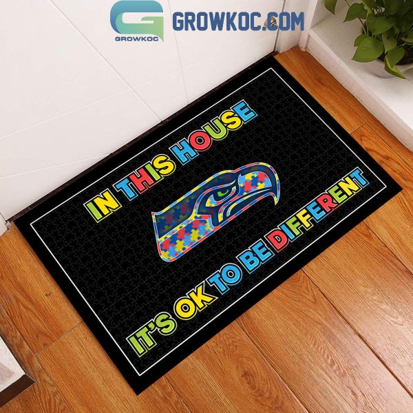 NFL NHL MLB NCAA Team In This House It’s OK To Be Different Autism Personalized Doormat